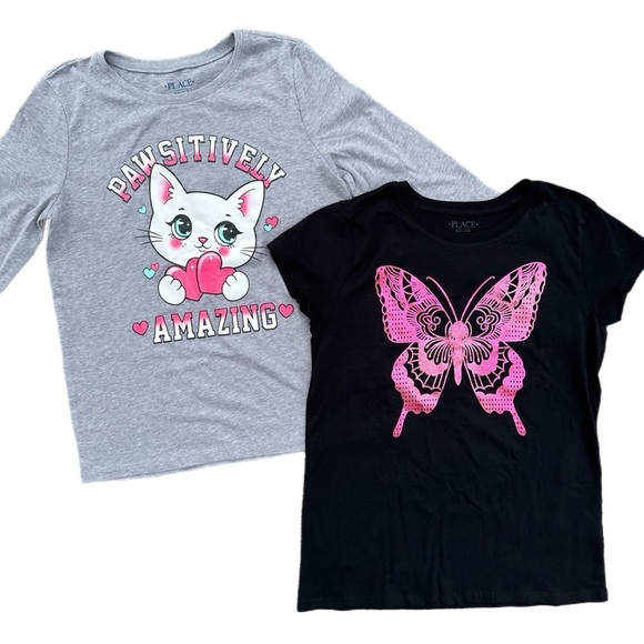 The Children’s Place Girls Graphic Tee Shirt Bundle Size 10-12 - Picture 1 of 5
